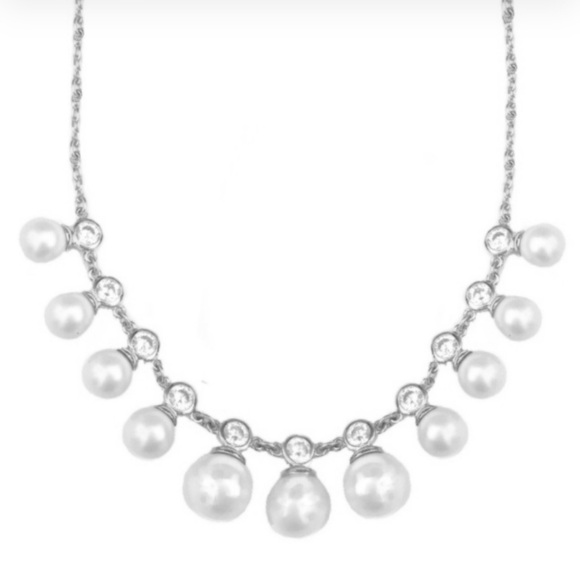 KATE SPADE • Silver Crystal Pearl Necklace - Picture 1 of 5